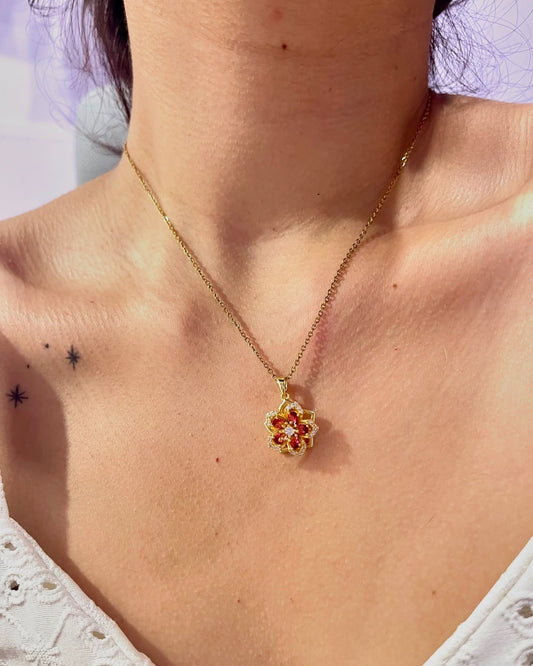 Collar Flor de Loto Rosa Giratorio